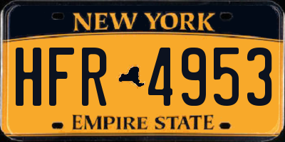 NY license plate HFR4953