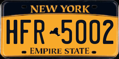 NY license plate HFR5002