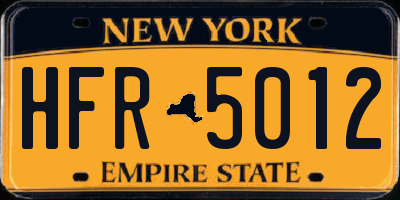 NY license plate HFR5012