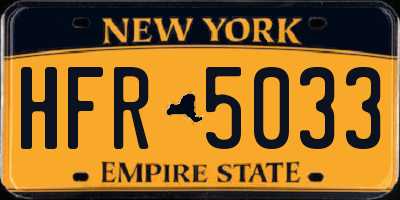 NY license plate HFR5033