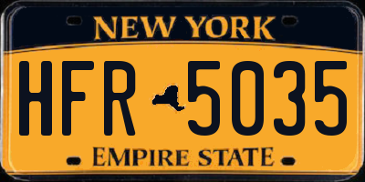 NY license plate HFR5035