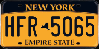 NY license plate HFR5065