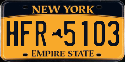 NY license plate HFR5103