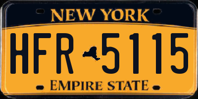 NY license plate HFR5115