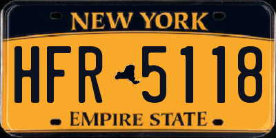 NY license plate HFR5118