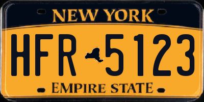 NY license plate HFR5123