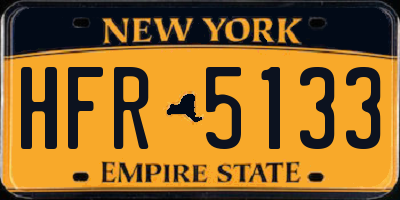 NY license plate HFR5133