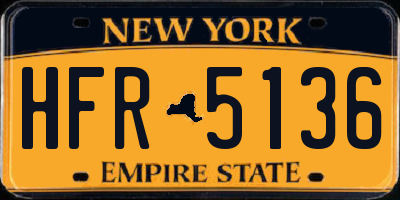 NY license plate HFR5136