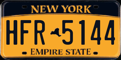 NY license plate HFR5144