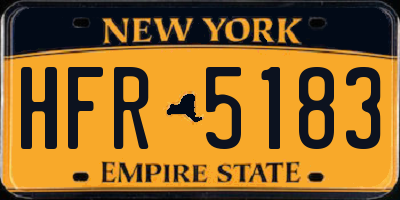 NY license plate HFR5183