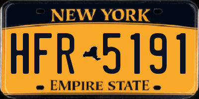 NY license plate HFR5191