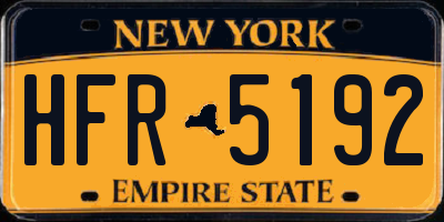 NY license plate HFR5192