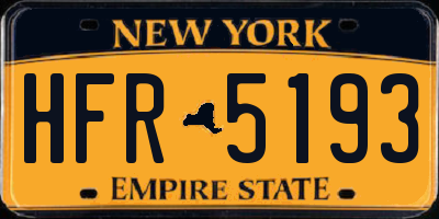 NY license plate HFR5193