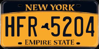 NY license plate HFR5204