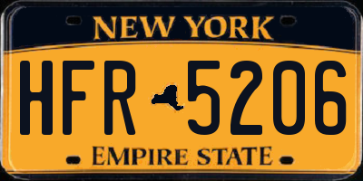 NY license plate HFR5206