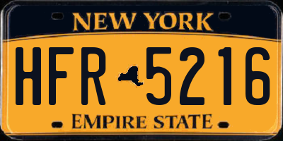 NY license plate HFR5216