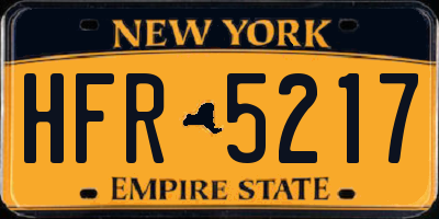 NY license plate HFR5217