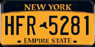 NY license plate HFR5281