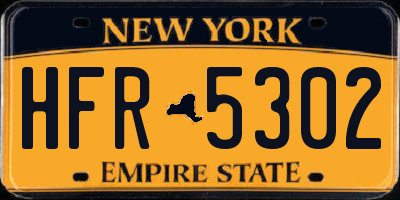 NY license plate HFR5302