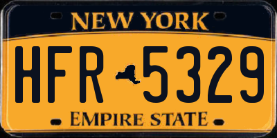 NY license plate HFR5329