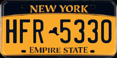 NY license plate HFR5330