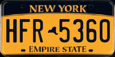 NY license plate HFR5360