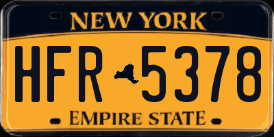 NY license plate HFR5378