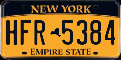 NY license plate HFR5384