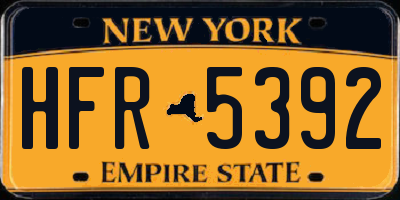 NY license plate HFR5392