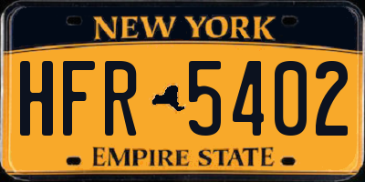 NY license plate HFR5402