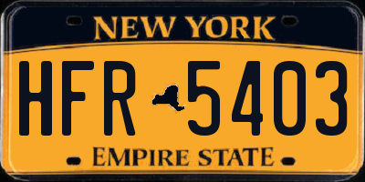 NY license plate HFR5403