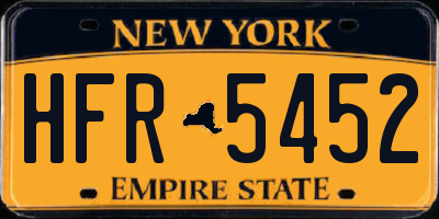 NY license plate HFR5452