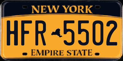 NY license plate HFR5502
