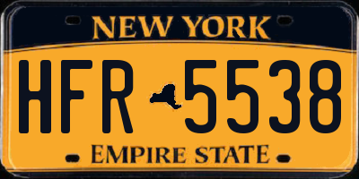 NY license plate HFR5538