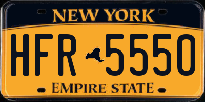 NY license plate HFR5550