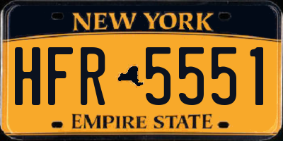 NY license plate HFR5551