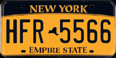 NY license plate HFR5566