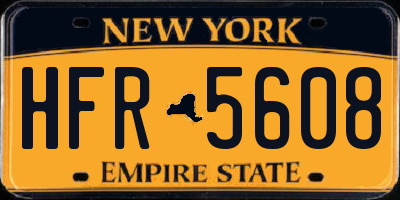 NY license plate HFR5608