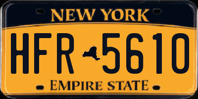 NY license plate HFR5610