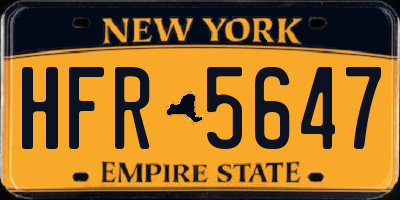 NY license plate HFR5647