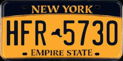 NY license plate HFR5730