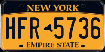 NY license plate HFR5736