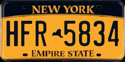 NY license plate HFR5834