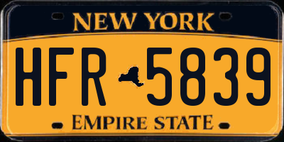 NY license plate HFR5839