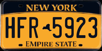 NY license plate HFR5923