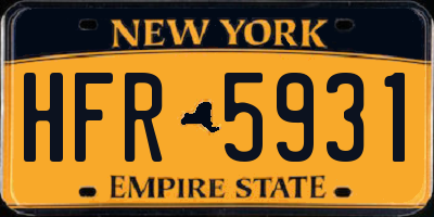 NY license plate HFR5931