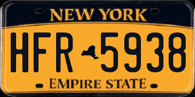 NY license plate HFR5938