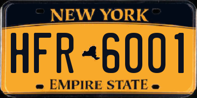 NY license plate HFR6001