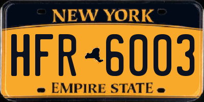 NY license plate HFR6003