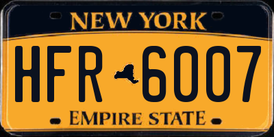 NY license plate HFR6007